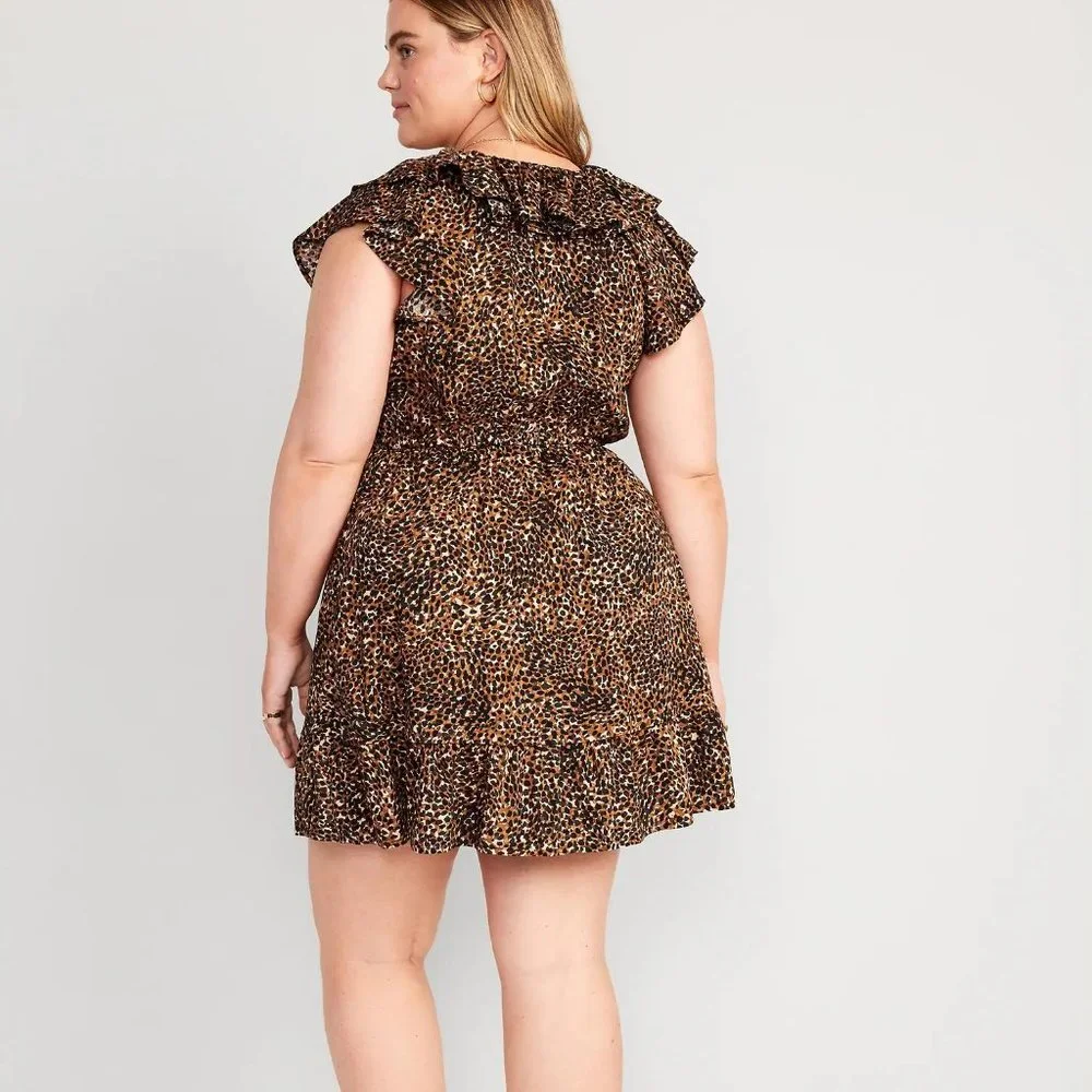 NWT Old Navy Waist-Defined Ruffle-Trim Mini Dress for Women - Picture 6 of 6